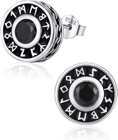 Odinstone Men Stud Earrings Sterling Silver Vikings Celtic Earrings Nordic Runes Jewelry Hypoallergenic Stylish Hip Hop Earring for Men Women in Saudi Arabia