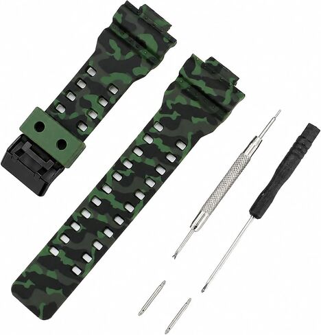 Waterproof Silicone Watch Strap Replacement For Casio Shock GA-110/GA-100/GA-120/GA-140/GA-150/GA-200/GA-300/GA-400/GA-135/GA-700/GA-710/GA-800/GAX-100/GAW-100/GLX-8900/GD-100/GD-110/GD-120/GD-350/GL-S100/GR-8900/GW-8900 Series, Sport Band, Unisex, Durabl in Kuwait