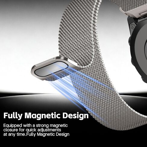 22mm Milanese Loop Compatible with Garmin Fenix 8-47mm/E-47mm/7/7pro/6/6pro/5/5plus, Quick Fit Mesh Metal Strap for Forerunner 970/965/955/945/935/745/Tactix 8-47mm/Epix Pro 47mm/Instinct 2 in Saudi Arabia