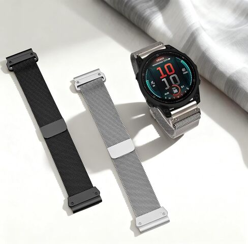 22mm Milanese Loop Compatible with Garmin Fenix 8-47mm/E-47mm/7/7pro/6/6pro/5/5plus, Quick Fit Mesh Metal Strap for Forerunner 970/965/955/945/935/745/Tactix 8-47mm/Epix Pro 47mm/Instinct 2 in Saudi Arabia