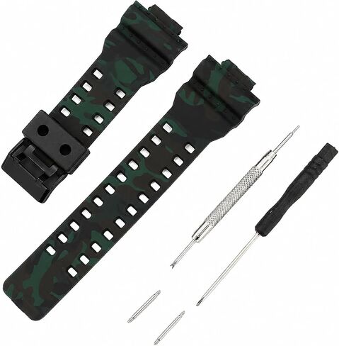 Waterproof Silicone Watch Strap Replacement For Casio Shock GA-110/GA-100/GA-120/GA-140/GA-150/GA-200/GA-300/GA-400/GA-135/GA-700/GA-710/GA-800/GAX-100/GAW-100/GLX-8900/GD-100/GD-110/GD-120/GD-350/GL-S100/GR-8900/GW-8900 Series, Sport Band, Unisex, Durabl in Kuwait