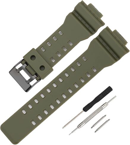 Waterproof Silicone Watch Strap Replacement For Casio Shock GA-110/GA-100/GA-120/GA-140/GA-150/GA-200/GA-300/GA-400/GA-135/GA-700/GA-710/GA-800/GAX-100/GAW-100/GLX-8900/GD-100/GD-110/GD-120/GD-350/GL-S100/GR-8900/GW-8900 Series, Sport Band, Unisex, Durabl in Kuwait