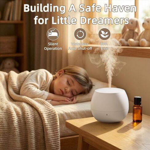 Essential Oil Diffuser,Cool Mist Humidifier with 2 Modes, Auto-Off Function | Small Ultrasonic Aromatherapy Diffuser, Fragrance Aroma Diffuser for Bedroom, Home Essentials, Scent Diffuser 100ml, White in Saudi Arabia