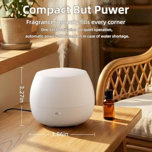 Essential Oil Diffuser,Cool Mist Humidifier with 2 Modes, Auto-Off Function | Small Ultrasonic Aromatherapy Diffuser, Fragrance Aroma Diffuser for Bedroom, Home Essentials, Scent Diffuser 100ml, White in Saudi Arabia