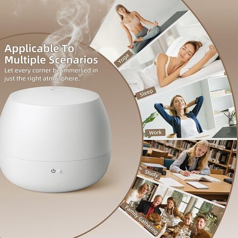 Essential Oil Diffuser,Cool Mist Humidifier with 2 Modes, Auto-Off Function | Small Ultrasonic Aromatherapy Diffuser, Fragrance Aroma Diffuser for Bedroom, Home Essentials, Scent Diffuser 100ml, White in Saudi Arabia