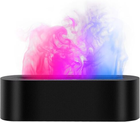 Flame Effect Essential Oil Diffuser, Ultrasonic Aromatherapy Humidifier, Upgraded 7 Color Changing Lights with Ultra Quiet, Auto Shut-Off for Bedroom Home Office Yoga & Gift (180mL, Black) in Kuwait