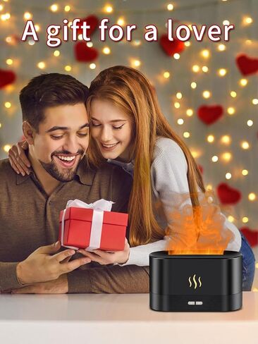 Flame Effect Essential Oil Diffuser, Ultrasonic Aromatherapy Humidifier, Upgraded 7 Color Changing Lights with Ultra Quiet, Auto Shut-Off for Bedroom Home Office Yoga & Gift (180mL, Black) in Kuwait