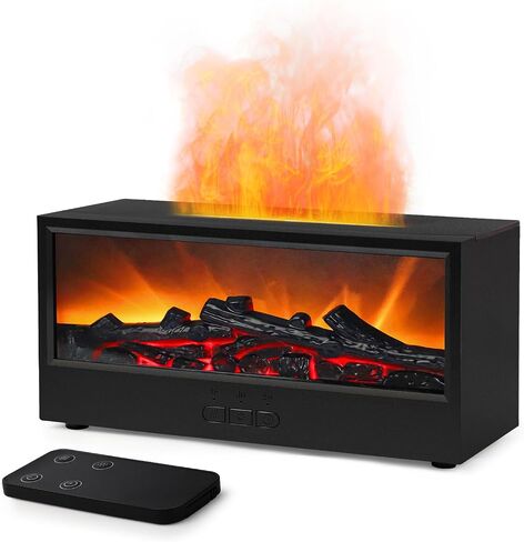 Flame Effect Essential Oil Diffuser, Ultrasonic Aromatherapy Humidifier, Upgraded 7 Color Changing Lights with Ultra Quiet, Auto Shut-Off for Bedroom Home Office Yoga & Gift (180mL, Black) in Kuwait