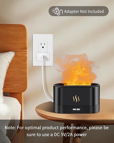 Flame Effect Essential Oil Diffuser, Ultrasonic Aromatherapy Humidifier, Upgraded 7 Color Changing Lights with Ultra Quiet, Auto Shut-Off for Bedroom Home Office Yoga & Gift (180mL, Black) in Kuwait