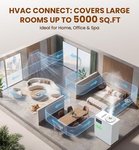XEITIN Waterless HVAC Diffuser Coverage 5000 Sq.Ft, Whole House Lasting Scent Cold Air Diffuser for Large Home, Hotel, Office, 200ml Aroma Diffuser Machine with Bluetooth App Control, No Humidity in Saudi Arabia
