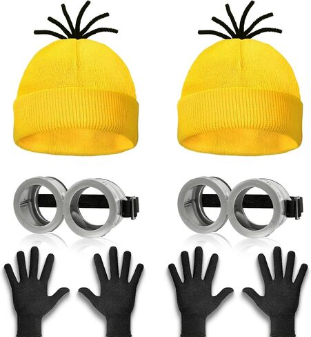 3/4/6PCS Halloween Costumes for Men Women Adults, Yellow Beanie, Steampunk Goggles, Black Gloves,Party Cosplay in Saudi Arabia