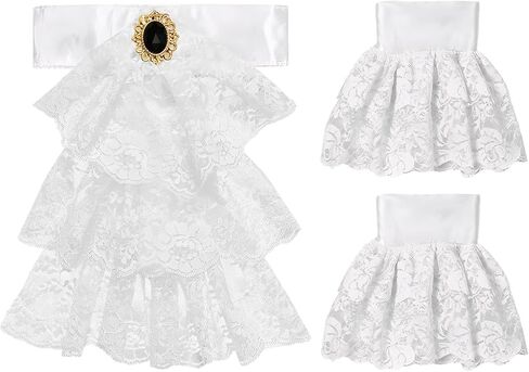 3 Pcs Victorian Lace Jabot and Cuffs, Ruff Collar Detachable Collar & Elastic Cuffs, Pirate Accessory for Halloween Cosplay in Saudi Arabia