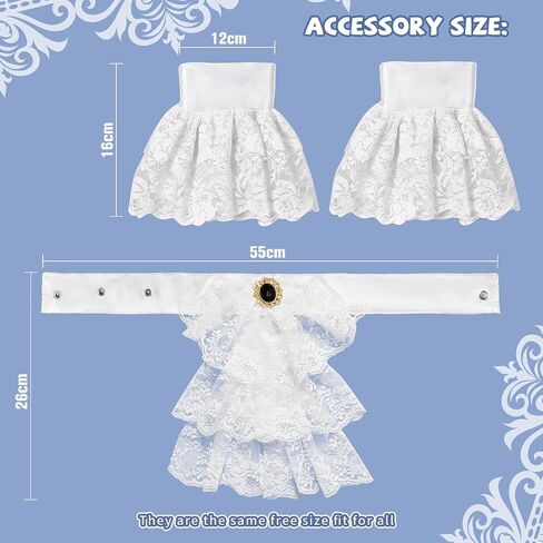 3 Pcs Victorian Lace Jabot and Cuffs, Ruff Collar Detachable Collar & Elastic Cuffs, Pirate Accessory for Halloween Cosplay in Saudi Arabia