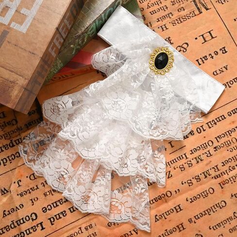 3 Pcs Victorian Lace Jabot and Cuffs, Ruff Collar Detachable Collar & Elastic Cuffs, Pirate Accessory for Halloween Cosplay in Saudi Arabia