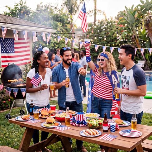 Hercicy 4 Pcs 250th Anniversary American Flag Costume Cape 4th of July 250th Independence Day Patriotic Accessories for Adult with Headband Glasses Gloves for USA Celebration Outfits in Kuwait