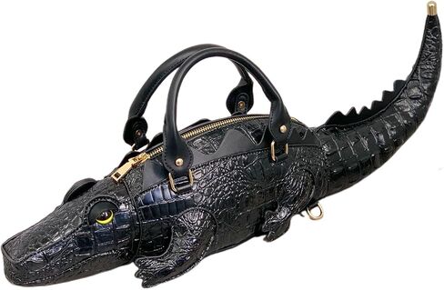 Men PU Leather Unique Novelty 3D Crocodile Shape Handbag Purse Removable Strap Crossbody Shoulder Bag for Women in Saudi Arabia