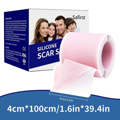 Silicone Scar Sheets 1.6"x39.4" Roll-1M Scars Removal Treatment Medical Grade Silicone Scar Tape for Skin Resuable Strip for Tummy Tuck,Incision,Keloid,C-Section,Burn,Acne Scars(pink) in Saudi Arabia