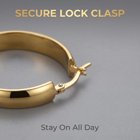 Hoop Earrings 14K Gold Hoop Earring for Women Big Gold Earrings Square-edge Jewelry Timeless Feminine Elegance Hypoallergenic Earrin (30MM) (07-30MM)LYYHMAY Hoop Earrings 14K Gold Hoop Earrings For Women (07-30MM) in Saudi Arabia