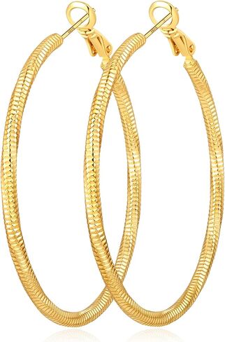 2.5MM Thin Gold Hoop Earrings for Women Hypoallergenic Sterling Silver Post Hoop Earrings Lightweight Large Big Twisted Gold Hoops Earrings 30MM/40MM/50MM/60MM in Saudi Arabia