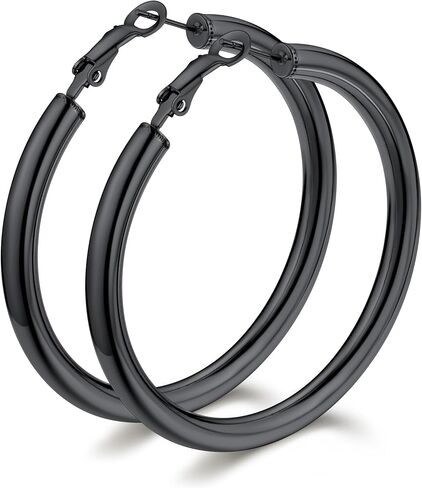 Bestyle 5mm سميكة أقراط طارة ذهبية الأطواق هيبوالرجينيك للآذان الحساسة العصرية خفيفة الوزن مكتنزة أقراط للنساء 30/40/60/80mm in Kuwait