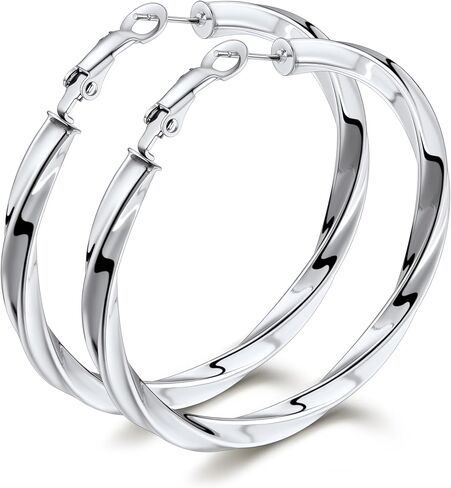Bestyle 5mm سميكة أقراط طارة ذهبية الأطواق هيبوالرجينيك للآذان الحساسة العصرية خفيفة الوزن مكتنزة أقراط للنساء 30/40/60/80mm in Kuwait