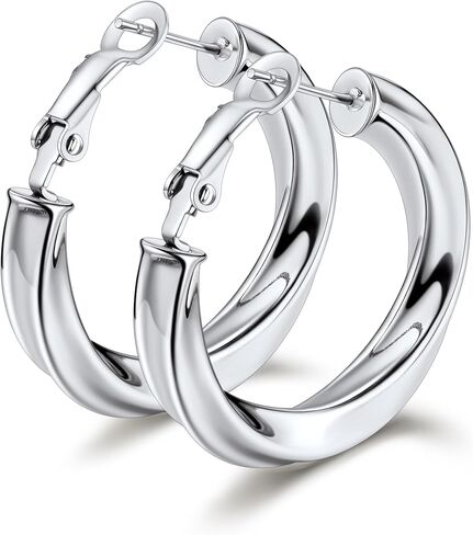 Bestyle 5mm سميكة أقراط طارة ذهبية الأطواق هيبوالرجينيك للآذان الحساسة العصرية خفيفة الوزن مكتنزة أقراط للنساء 30/40/60/80mm in Kuwait