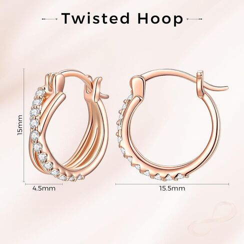 Lab Grown Diamond Earrings for Women, 0.4 Carat Total Lab Grown Diamonds Weight, 18K Rose Gold Plated 925 Sterling Silver Hoops(D-F Color, VVS-VS Clarity) in Saudi Arabia