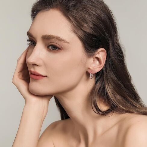 Lab Grown Diamond Earrings for Women, 0.4 Carat Total Lab Grown Diamonds Weight, 18K Rose Gold Plated 925 Sterling Silver Hoops(D-F Color, VVS-VS Clarity) in Saudi Arabia