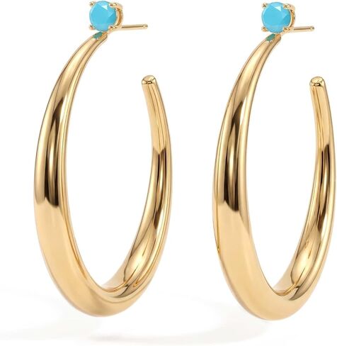 MYEARS Large Gold Hoop Earrings for Women Trendy 14K Gold Plated Big Open Hoops Stud Earrings Statement Jewelry for Women in Kuwait