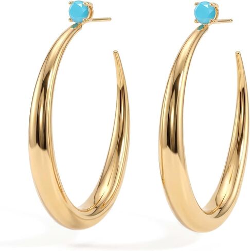 MYEARS Large Gold Hoop Earrings for Women Trendy 14K Gold Plated Big Open Hoops Stud Earrings Statement Jewelry for Women in Kuwait