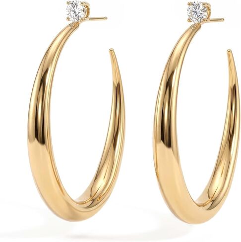 MYEARS Large Gold Hoop Earrings for Women Trendy 14K Gold Plated Big Open Hoops Stud Earrings Statement Jewelry for Women in Kuwait