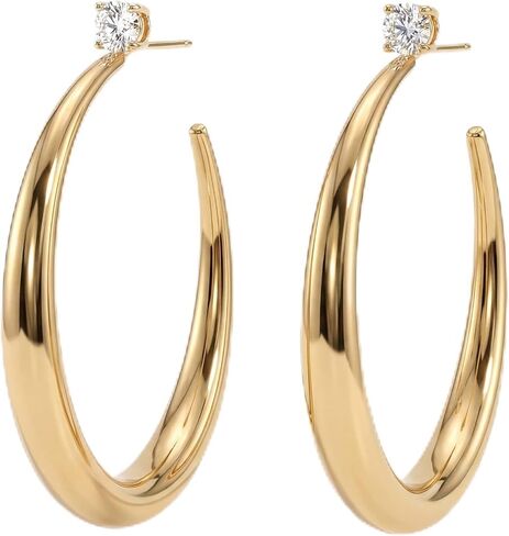 MYEARS Large Gold Hoop Earrings for Women Trendy 14K Gold Plated Big Open Hoops Stud Earrings Statement Jewelry for Women in Kuwait