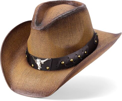 Cowboy Hat for Men & Women, Western Straw Rodeo Hat - Big Head Size Large XL, Style for Cowgirl Girl Gift in Saudi Arabia