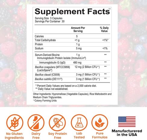 Spore Probiotic IgG by Dr. Rajsree, MD | Spore-Based Probiotic & IgG for Gut Barrier & Immune Support | 3 Bacillus Strains + Bovine Immunoglobulins | 90 Capsules in Saudi Arabia