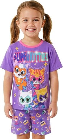 Disney Pajamas, SuperKitties Girls Pajamas, Short Sleeve Pajama Set, Adorable Girls Pjs 7 in Kuwait