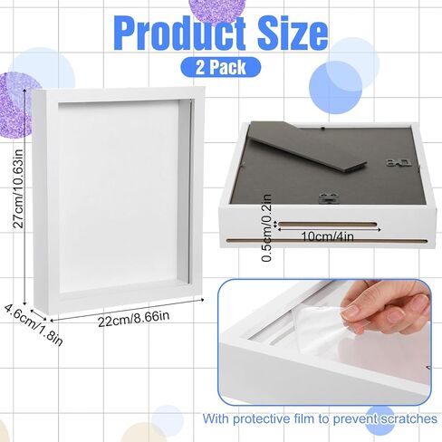 2 Pack 8" x 10" Travel Shadow Box with Slot, Adventure Archive Box & Travel Fund Money Boxes - Top Loading Display Case for Tickets, Caps, Medals, DIY Memories (White) in Saudi Arabia