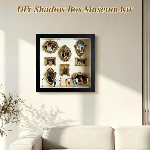 Mini Museum Shadow Box Kit,Mini Art Gallery Shadow Box (Black) | DIY Wall & tabletop use Matte black frame suits home decor and hides wall flaws Ideal keepsake gift for memories in Saudi Arabia
