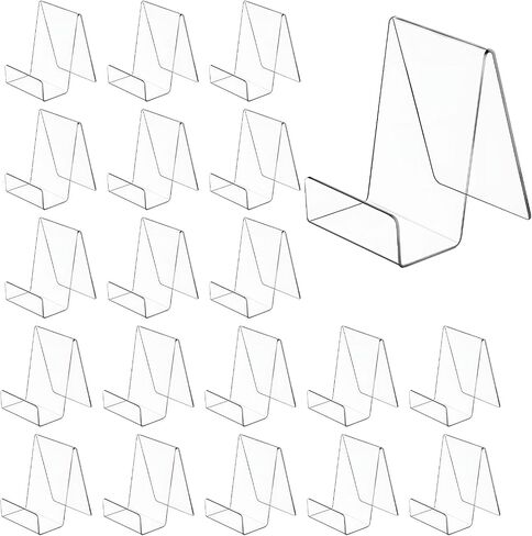 20 Pack Acrylic Book Stand 3x4 Inch Clear Easel Stand for Displays, Book Display Holder, Display Stands for Album, CD, Magazine, Postcard, Picture, Plate, Artworks, Phone, Tablet in Saudi Arabia