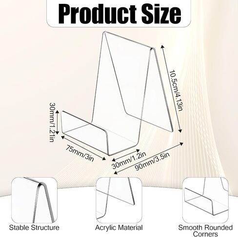 20 Pack Acrylic Book Stand 3x4 Inch Clear Easel Stand for Displays, Book Display Holder, Display Stands for Album, CD, Magazine, Postcard, Picture, Plate, Artworks, Phone, Tablet in Saudi Arabia
