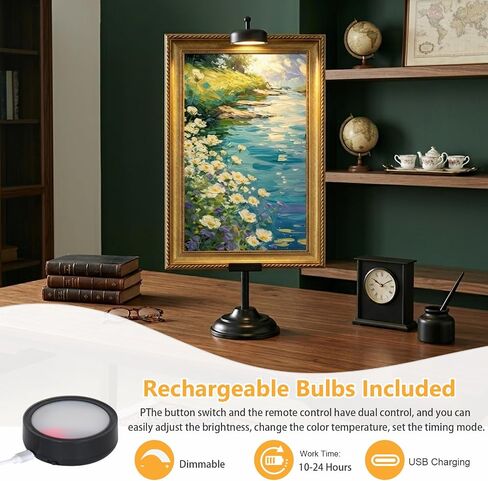 Adjustable Tabletop Easel Stand with Magnetic Wall Painting Light,Black Picture Frame Holder Stand Holds Picture Frames up to 29 Inch,Picture Easels for Display with Dimmable Frame Light (1 Pack) in Saudi Arabia