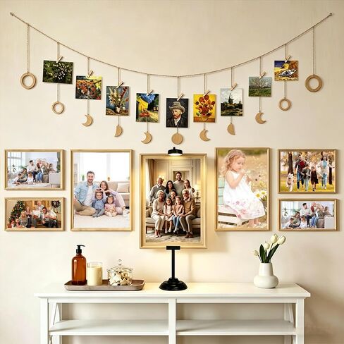 Adjustable Tabletop Easel Stand with Magnetic Wall Painting Light,Black Picture Frame Holder Stand Holds Picture Frames up to 29 Inch,Picture Easels for Display with Dimmable Frame Light (1 Pack) in Saudi Arabia
