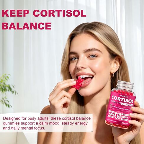 Cortisol Supplements for Women & Men, Sugar Free 15-in-1 Cortisol Gummies, with Magnesium, Ashwagandha, L-Theanine & Rhodiola, Stress, Mood & Focus Support, Vegan, 90 Count in Kuwait