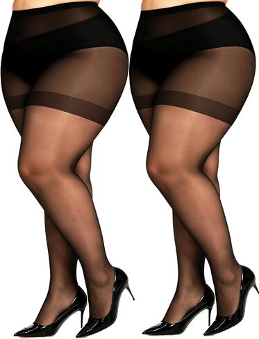 DUCMODA Plus Size Sheer Tights for Women-20D Ultra Thin Pantyhose, High Waist Stockings with Reinforced Toe, XL-8XL in Saudi Arabia