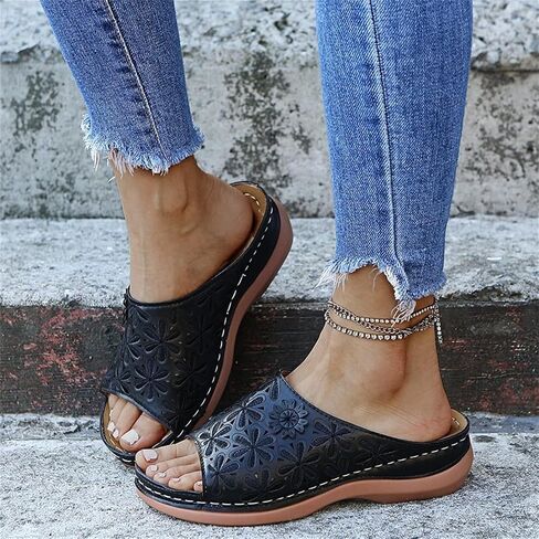 Wide Width Sandals for Women Orthopedic Comfort Slip On Slide Slippers with Arch Support Platform Beach Walking Shoes in Saudi Arabia