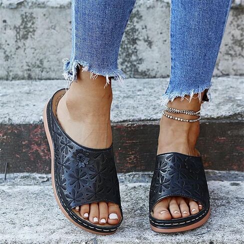Wide Width Sandals for Women Orthopedic Comfort Slip On Slide Slippers with Arch Support Platform Beach Walking Shoes in Saudi Arabia