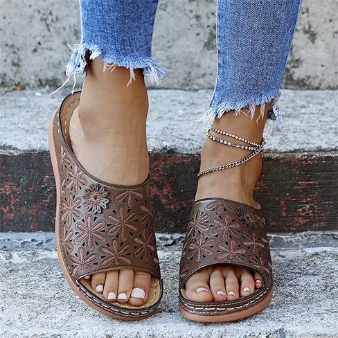 Wide Width Sandals for Women Orthopedic Comfort Slip On Slide Slippers with Arch Support Platform Beach Walking Shoes in Saudi Arabia