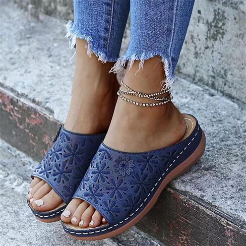 Wide Width Sandals for Women Orthopedic Comfort Slip On Slide Slippers with Arch Support Platform Beach Walking Shoes in Saudi Arabia