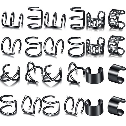 24 Pcs Gold Hair Braids Dreadlock, Non-Piercing Ear Clip Beard Beads Cuffs Clip Hair for Women Men Hair Accessories Styling Jewelry Tools in Saudi Arabia
