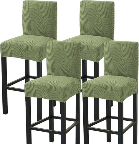 HAOYONG Bar Stool Covers, Stretch Counter Stool Pub Chair Slipcover Washable Counter Height Chair Covers for Kitchen Dining Room Cafe Set of 4 (Olive Green) in Saudi Arabia