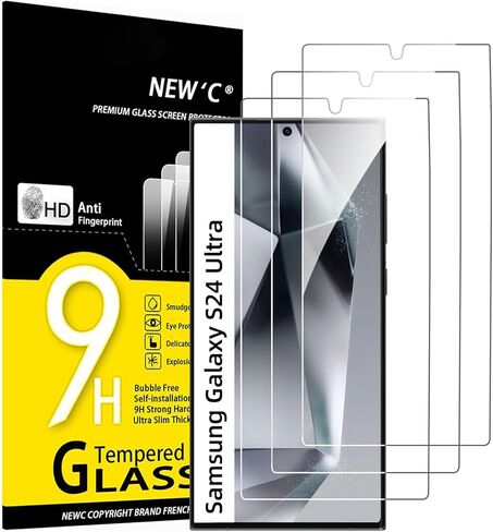 NEW'C 3 Pack Designed for Samsung Galaxy S24 Ultra【No for S24/S24 Plus】 Screen Protector Tempered Glass,Case Friendly Scratch-proof, Bubble Free, Ultra Resistant in Saudi Arabia